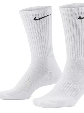 Nike White Crew Socks with Black Swoosh - 1 pair